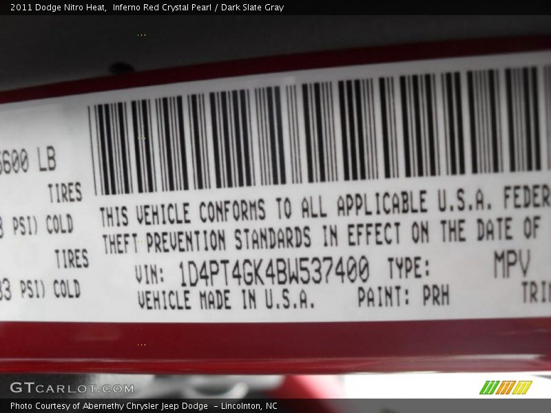 Inferno Red Crystal Pearl / Dark Slate Gray 2011 Dodge Nitro Heat