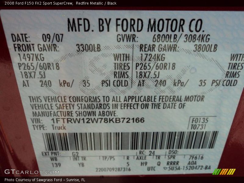 Redfire Metallic / Black 2008 Ford F150 FX2 Sport SuperCrew