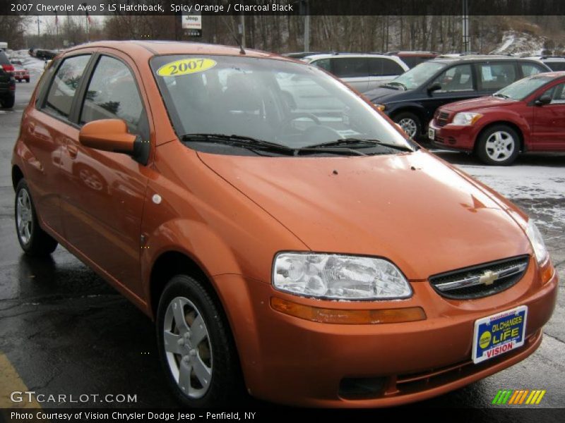 Spicy Orange / Charcoal Black 2007 Chevrolet Aveo 5 LS Hatchback
