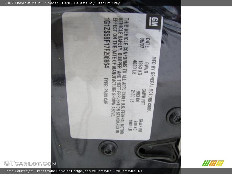 Dark Blue Metallic / Titanium Gray 2007 Chevrolet Malibu LS Sedan