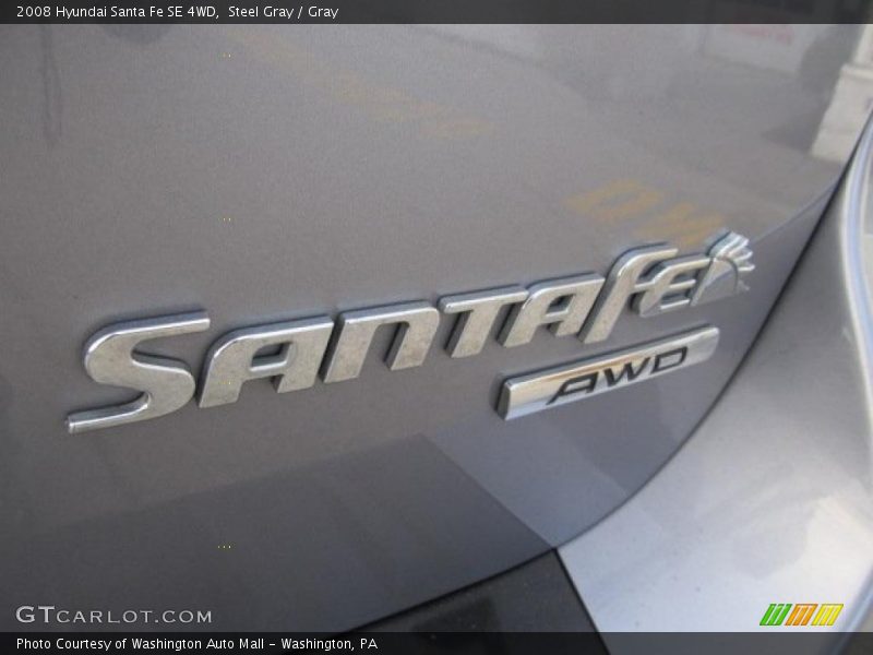 Steel Gray / Gray 2008 Hyundai Santa Fe SE 4WD
