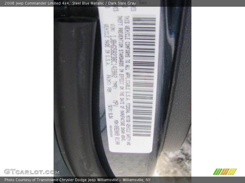 Steel Blue Metallic / Dark Slate Gray 2008 Jeep Commander Limited 4x4