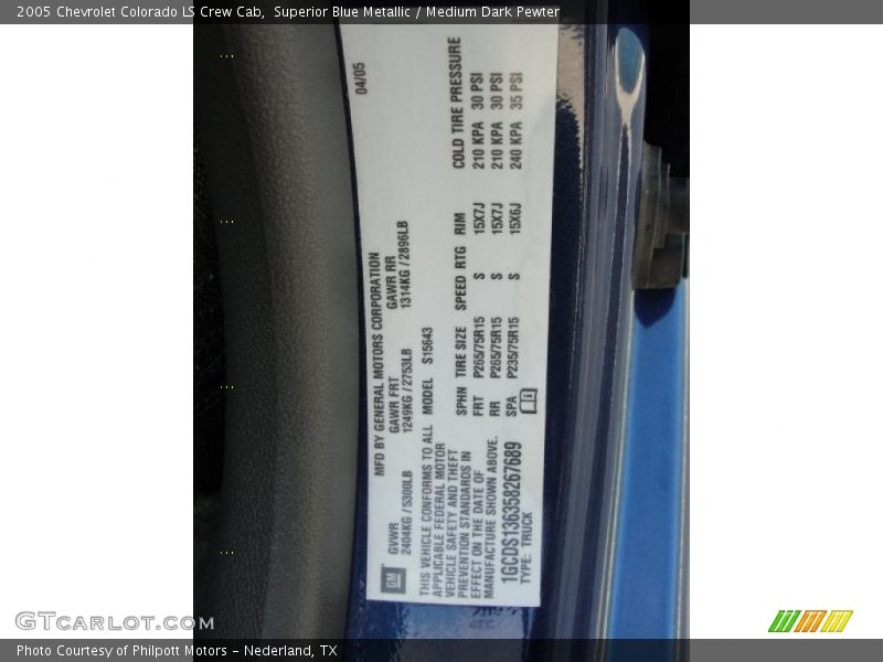 Superior Blue Metallic / Medium Dark Pewter 2005 Chevrolet Colorado LS Crew Cab