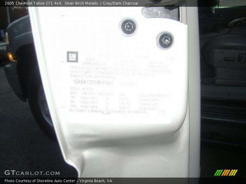 Silver Birch Metallic / Gray/Dark Charcoal 2005 Chevrolet Tahoe Z71 4x4
