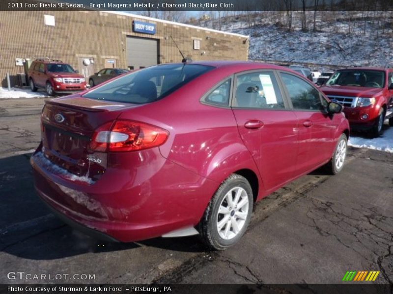 Bright Magenta Metallic / Charcoal Black/Blue Cloth 2011 Ford Fiesta SE Sedan