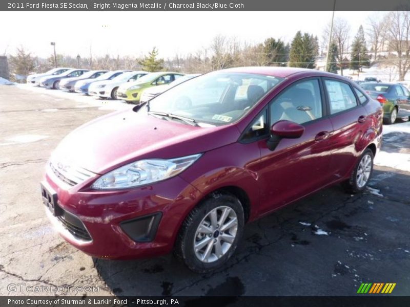 Bright Magenta Metallic / Charcoal Black/Blue Cloth 2011 Ford Fiesta SE Sedan