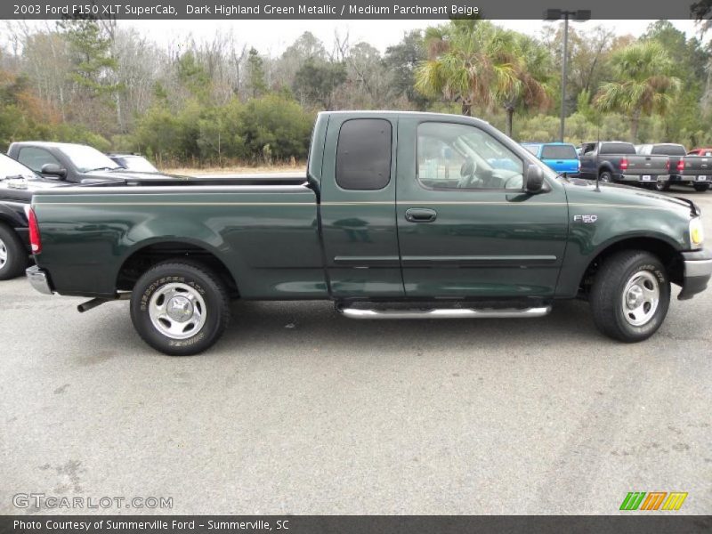 Dark Highland Green Metallic / Medium Parchment Beige 2003 Ford F150 XLT SuperCab