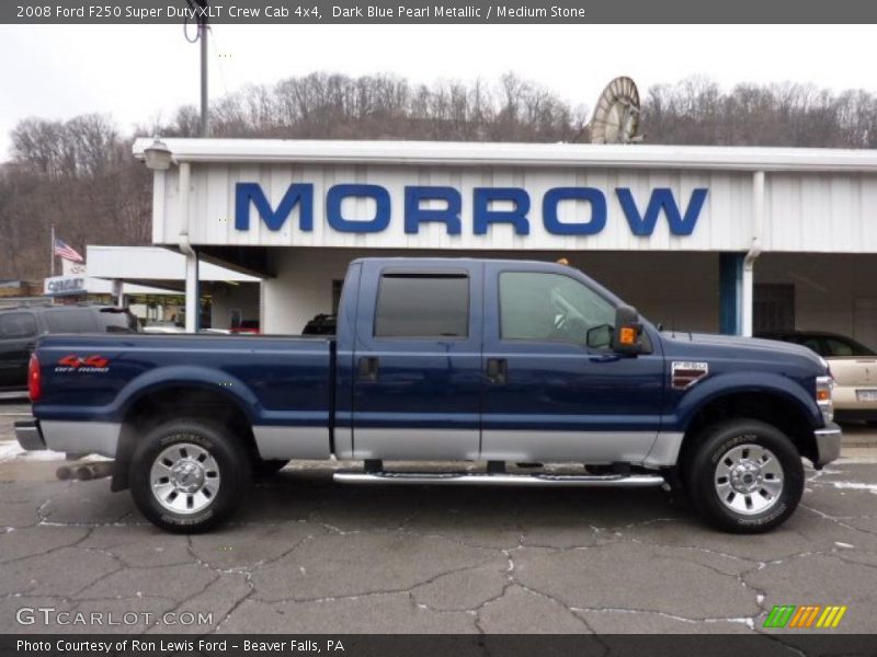 Dark Blue Pearl Metallic / Medium Stone 2008 Ford F250 Super Duty XLT Crew Cab 4x4