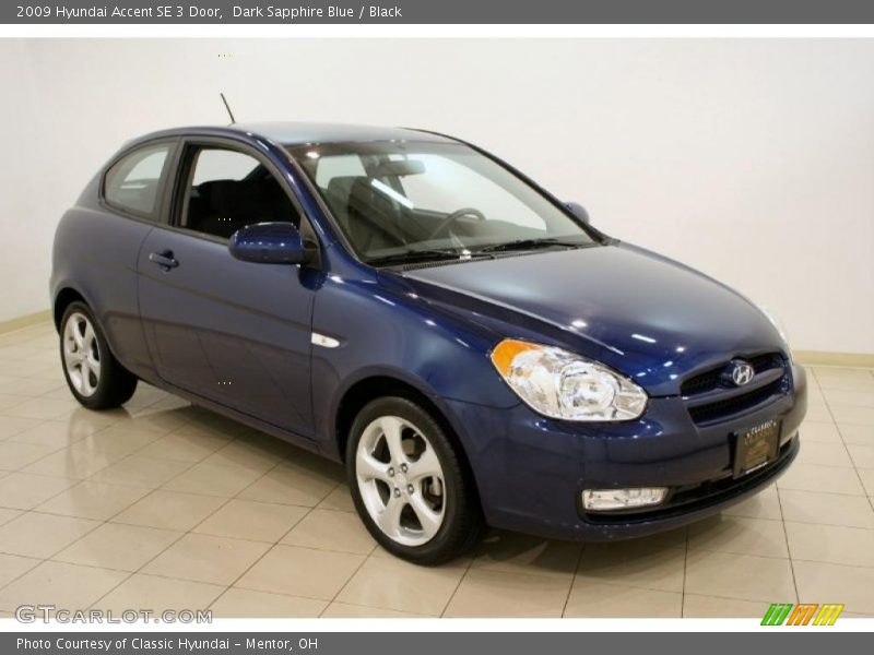 Dark Sapphire Blue / Black 2009 Hyundai Accent SE 3 Door