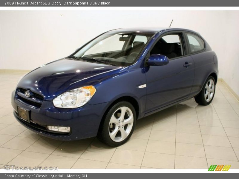 Dark Sapphire Blue / Black 2009 Hyundai Accent SE 3 Door