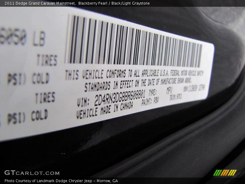 Blackberry Pearl / Black/Light Graystone 2011 Dodge Grand Caravan Mainstreet