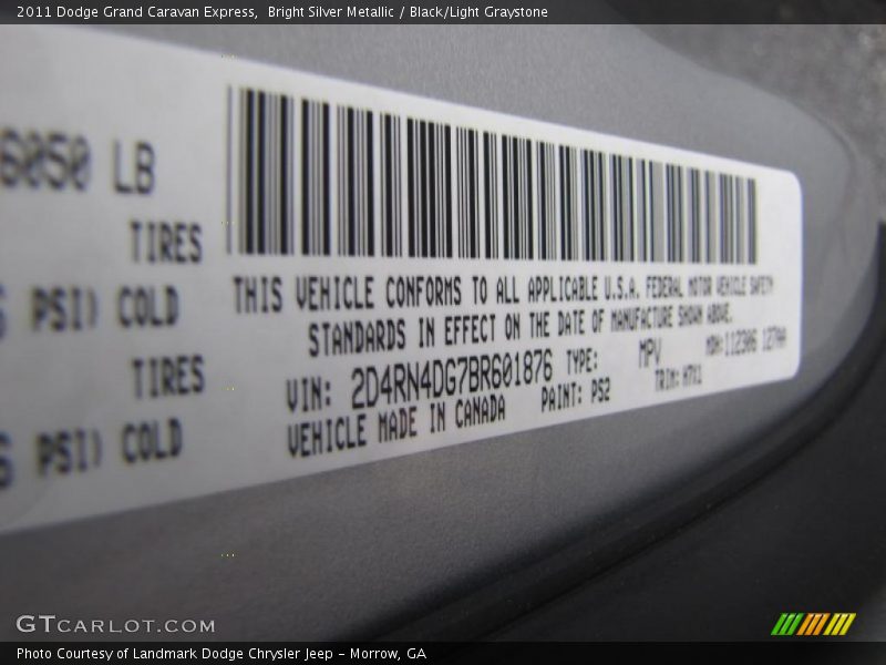 Bright Silver Metallic / Black/Light Graystone 2011 Dodge Grand Caravan Express