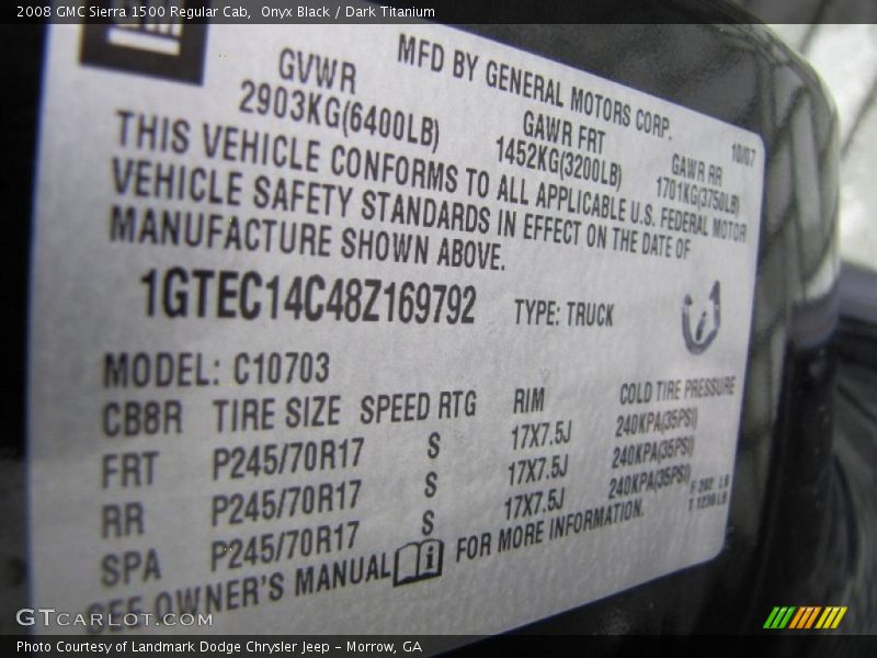 Onyx Black / Dark Titanium 2008 GMC Sierra 1500 Regular Cab