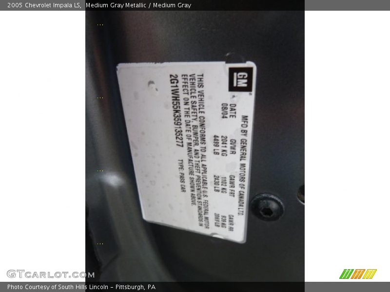 Medium Gray Metallic / Medium Gray 2005 Chevrolet Impala LS