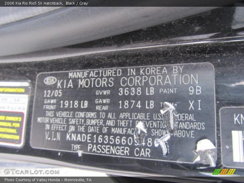 Black / Gray 2006 Kia Rio Rio5 SX Hatchback