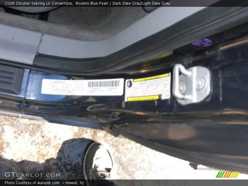 Modern Blue Pearl / Dark Slate Gray/Light Slate Gray 2008 Chrysler Sebring LX Convertible