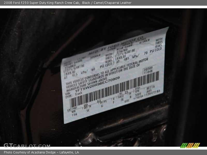 Black / Camel/Chaparral Leather 2008 Ford F250 Super Duty King Ranch Crew Cab
