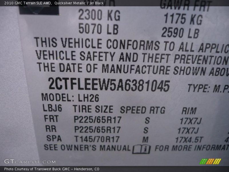 Quicksilver Metallic / Jet Black 2010 GMC Terrain SLE AWD