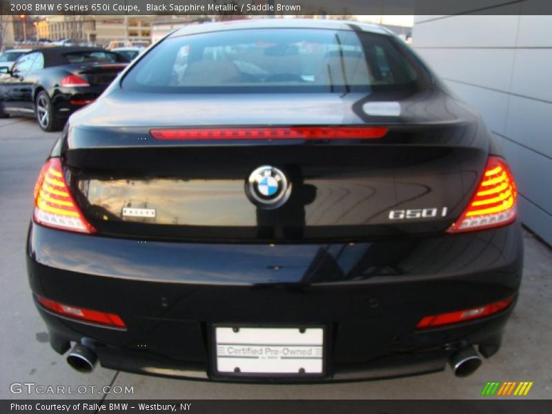 Black Sapphire Metallic / Saddle Brown 2008 BMW 6 Series 650i Coupe