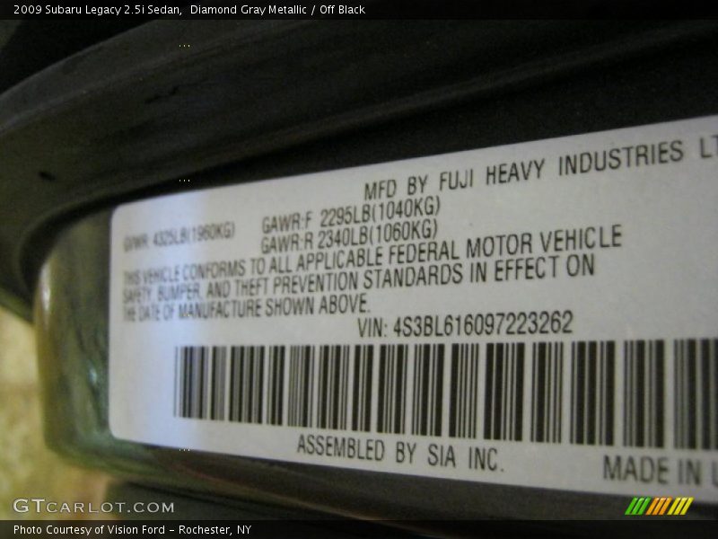 Diamond Gray Metallic / Off Black 2009 Subaru Legacy 2.5i Sedan