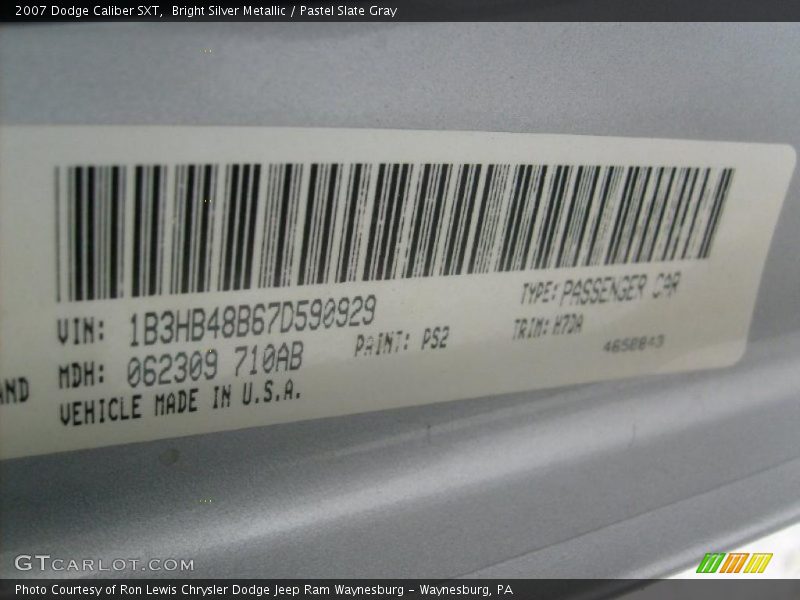 Bright Silver Metallic / Pastel Slate Gray 2007 Dodge Caliber SXT