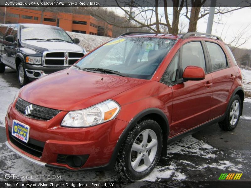 Vivid Red / Black 2008 Suzuki SX4 Crossover AWD