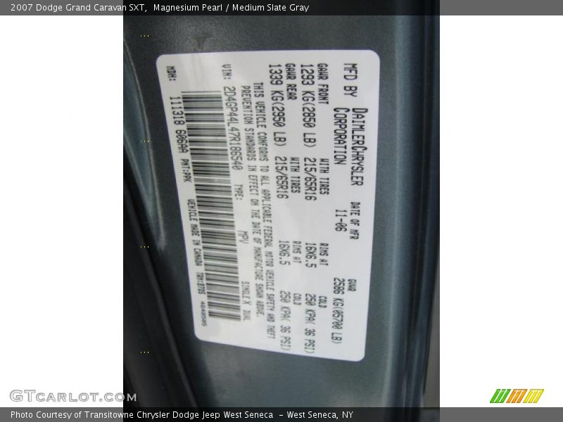 Magnesium Pearl / Medium Slate Gray 2007 Dodge Grand Caravan SXT