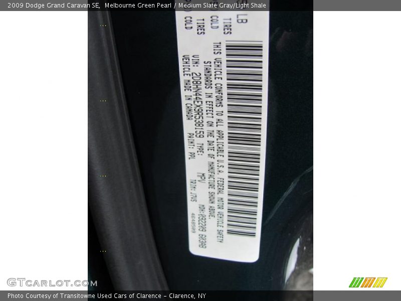 Melbourne Green Pearl / Medium Slate Gray/Light Shale 2009 Dodge Grand Caravan SE