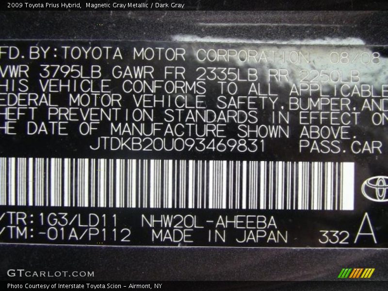 Magnetic Gray Metallic / Dark Gray 2009 Toyota Prius Hybrid