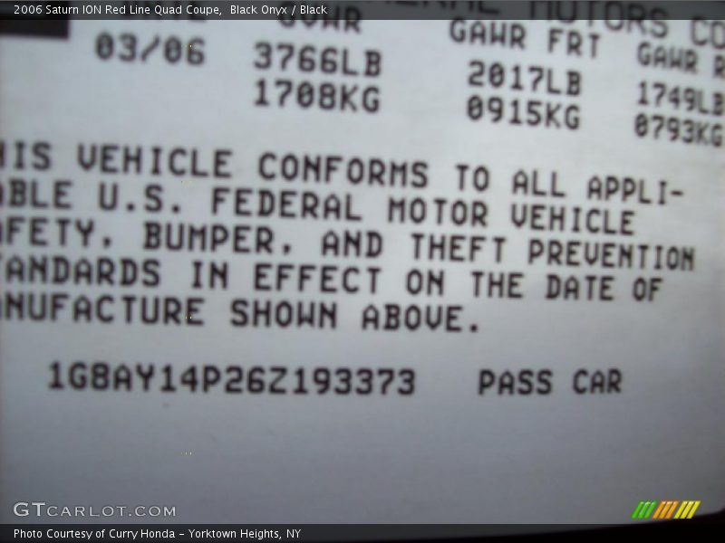 Black Onyx / Black 2006 Saturn ION Red Line Quad Coupe