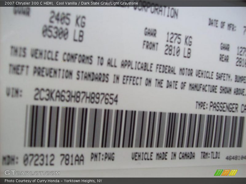Cool Vanilla / Dark Slate Gray/Light Graystone 2007 Chrysler 300 C HEMI