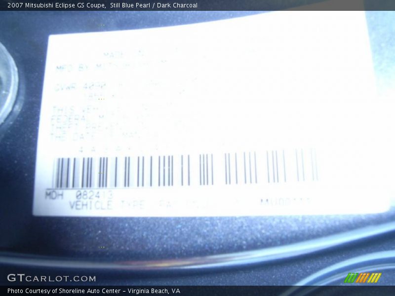 Still Blue Pearl / Dark Charcoal 2007 Mitsubishi Eclipse GS Coupe