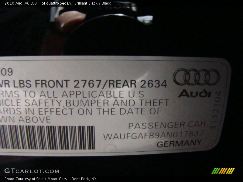 Brilliant Black / Black 2010 Audi A6 3.0 TFSI quattro Sedan