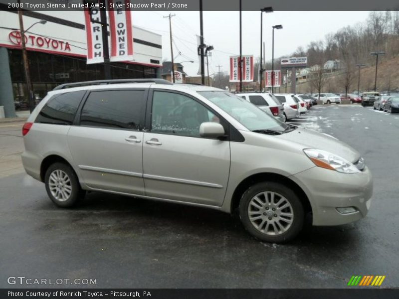 Silver Shadow Pearl / Stone 2008 Toyota Sienna Limited AWD