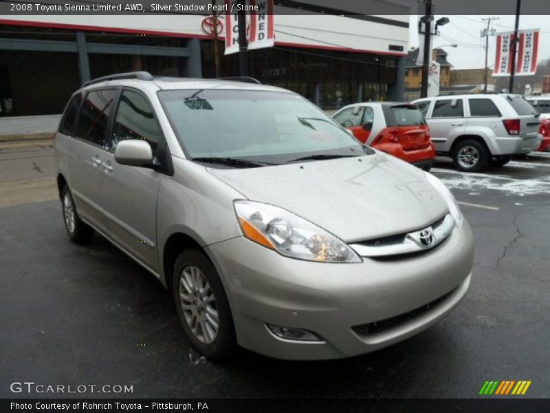 Silver Shadow Pearl / Stone 2008 Toyota Sienna Limited AWD