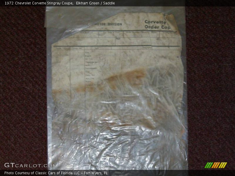 Elkhart Green / Saddle 1972 Chevrolet Corvette Stingray Coupe