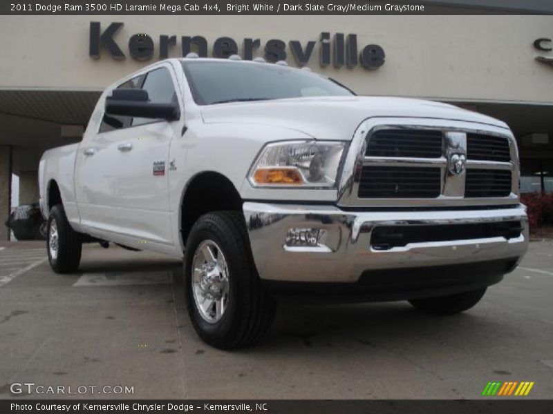 Bright White / Dark Slate Gray/Medium Graystone 2011 Dodge Ram 3500 HD Laramie Mega Cab 4x4