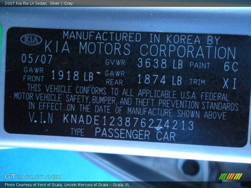 Silver / Gray 2007 Kia Rio LX Sedan