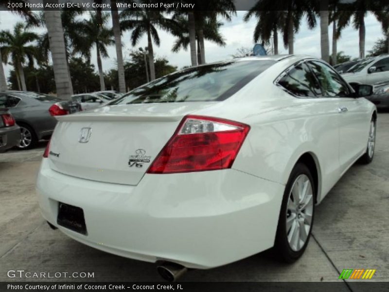 White Diamond Pearl / Ivory 2008 Honda Accord EX-L V6 Coupe