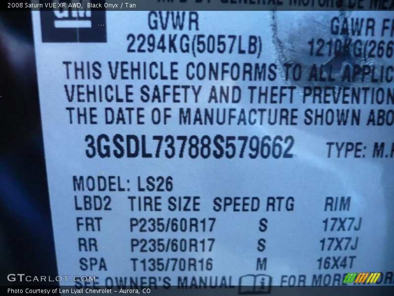 Black Onyx / Tan 2008 Saturn VUE XR AWD