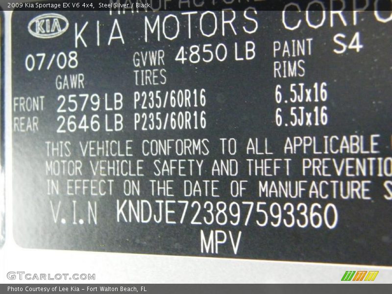 Steel Silver / Black 2009 Kia Sportage EX V6 4x4