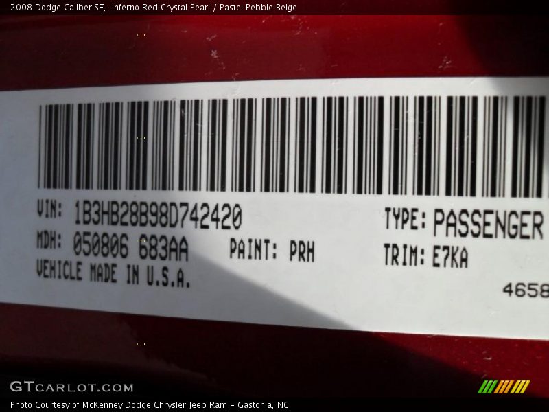 Inferno Red Crystal Pearl / Pastel Pebble Beige 2008 Dodge Caliber SE