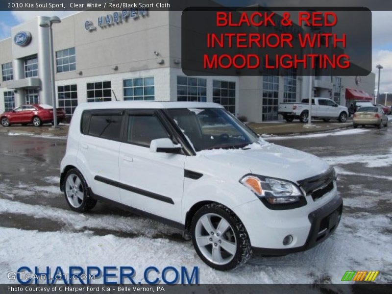 Clear White / Red/Black Sport Cloth 2010 Kia Soul Sport