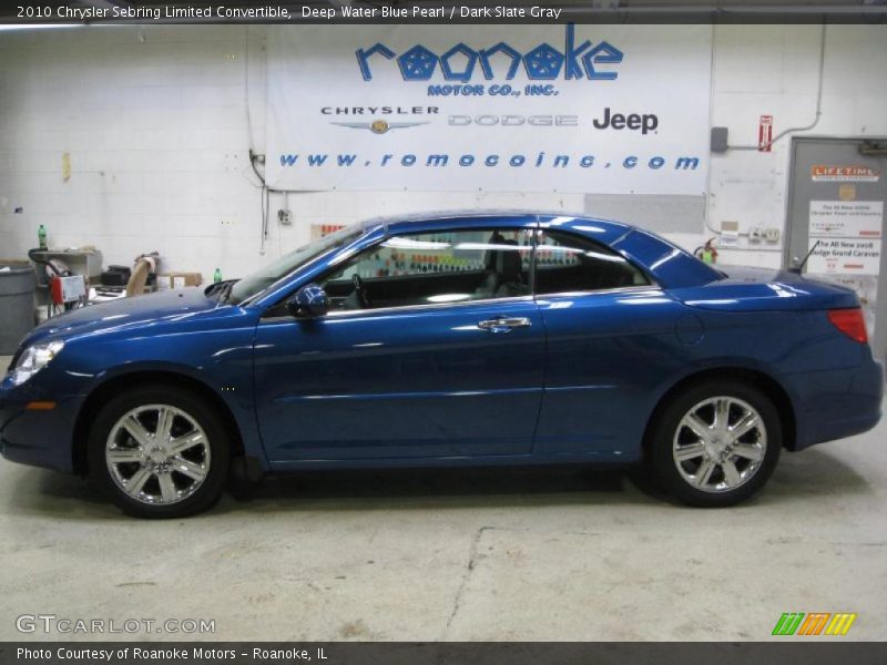 Deep Water Blue Pearl / Dark Slate Gray 2010 Chrysler Sebring Limited Convertible