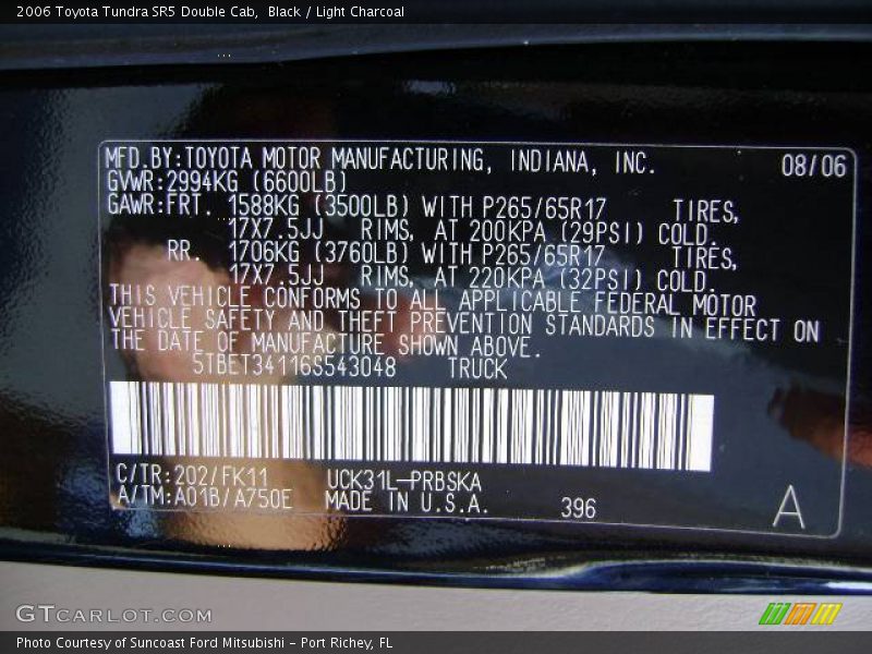 Black / Light Charcoal 2006 Toyota Tundra SR5 Double Cab