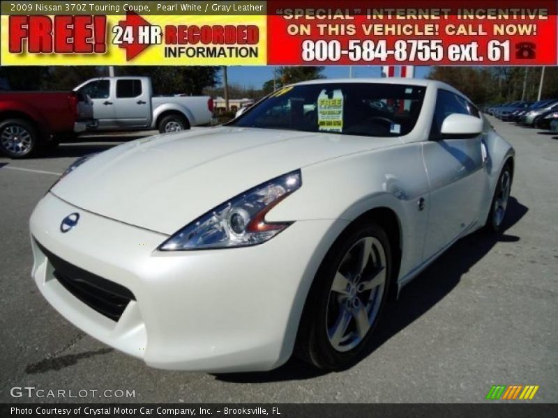 Pearl White / Gray Leather 2009 Nissan 370Z Touring Coupe