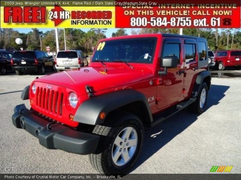 Flame Red / Dark Slate Gray/Medium Slate Gray 2009 Jeep Wrangler Unlimited X 4x4