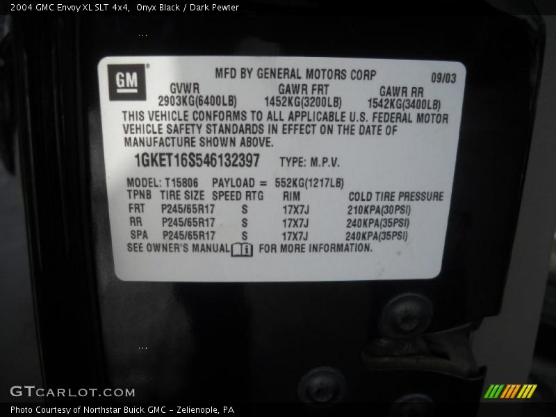 Onyx Black / Dark Pewter 2004 GMC Envoy XL SLT 4x4