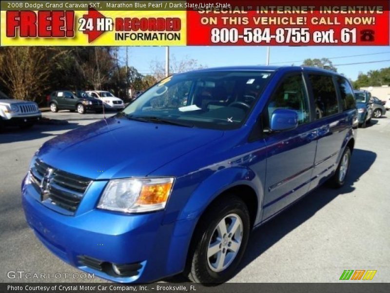 Marathon Blue Pearl / Dark Slate/Light Shale 2008 Dodge Grand Caravan SXT