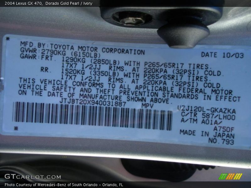 Dorado Gold Pearl / Ivory 2004 Lexus GX 470